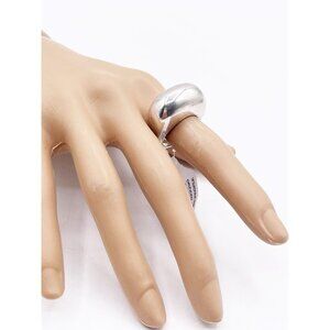 Free People Chunky Dome Ring Silver Tone Statement Band SZ 7.5 NWT Gift For Her